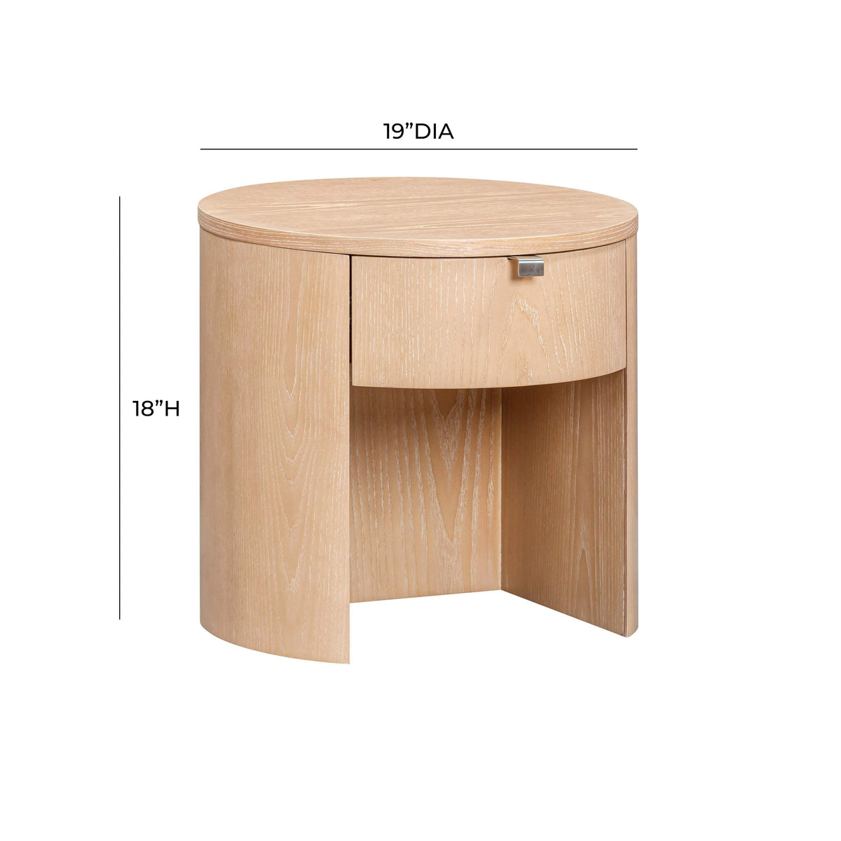 Marlow 19" Wood Round Nightstand With Drawer - Image 8