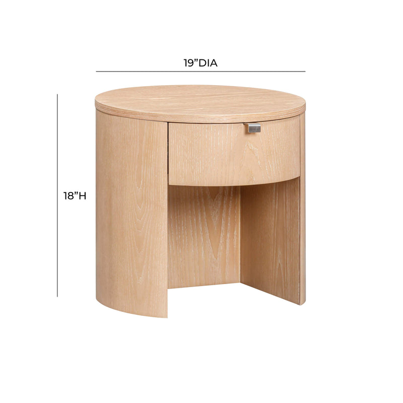 Marlow 19" Wood Round Nightstand With Drawer - Image 8