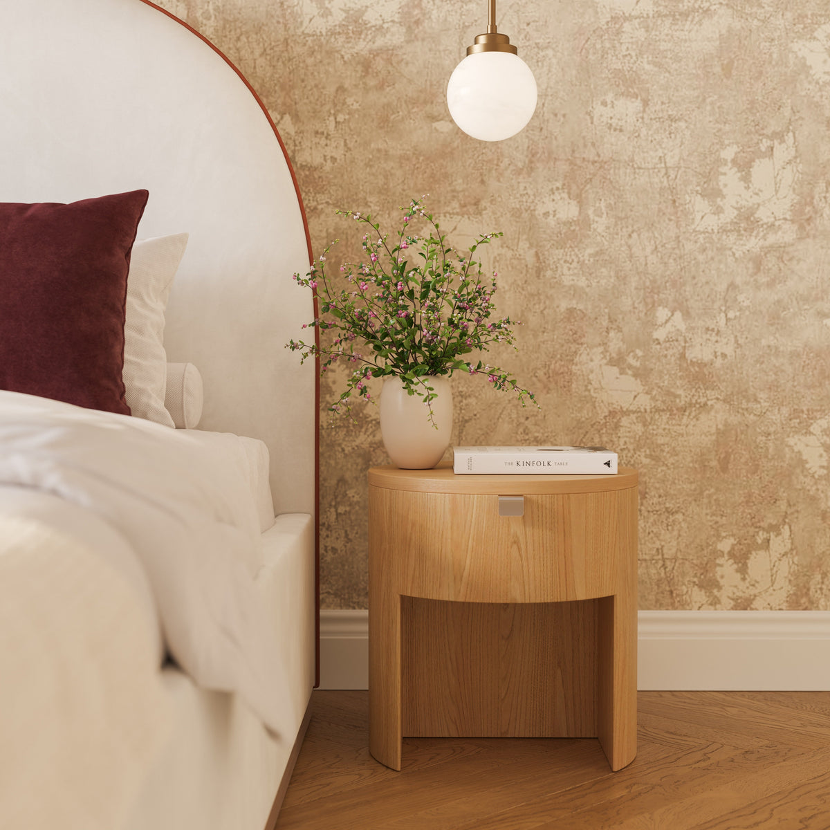 Marlow 19" Wood Round Nightstand With Drawer - Image 9