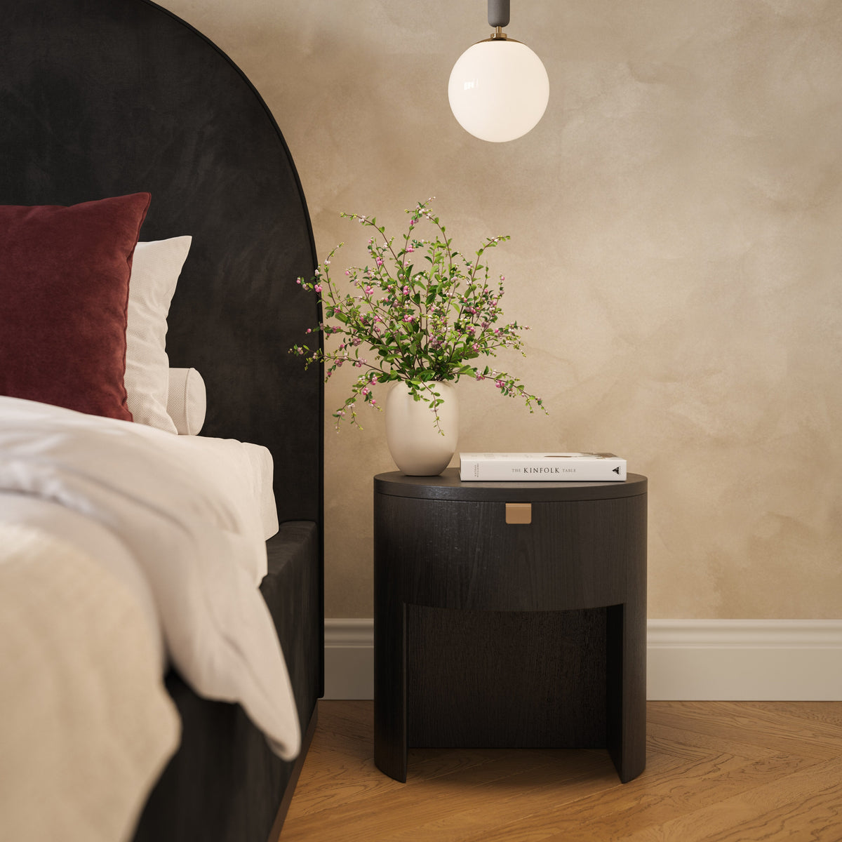Marlow 19" Wood Round Nightstand With Drawer - Image 18