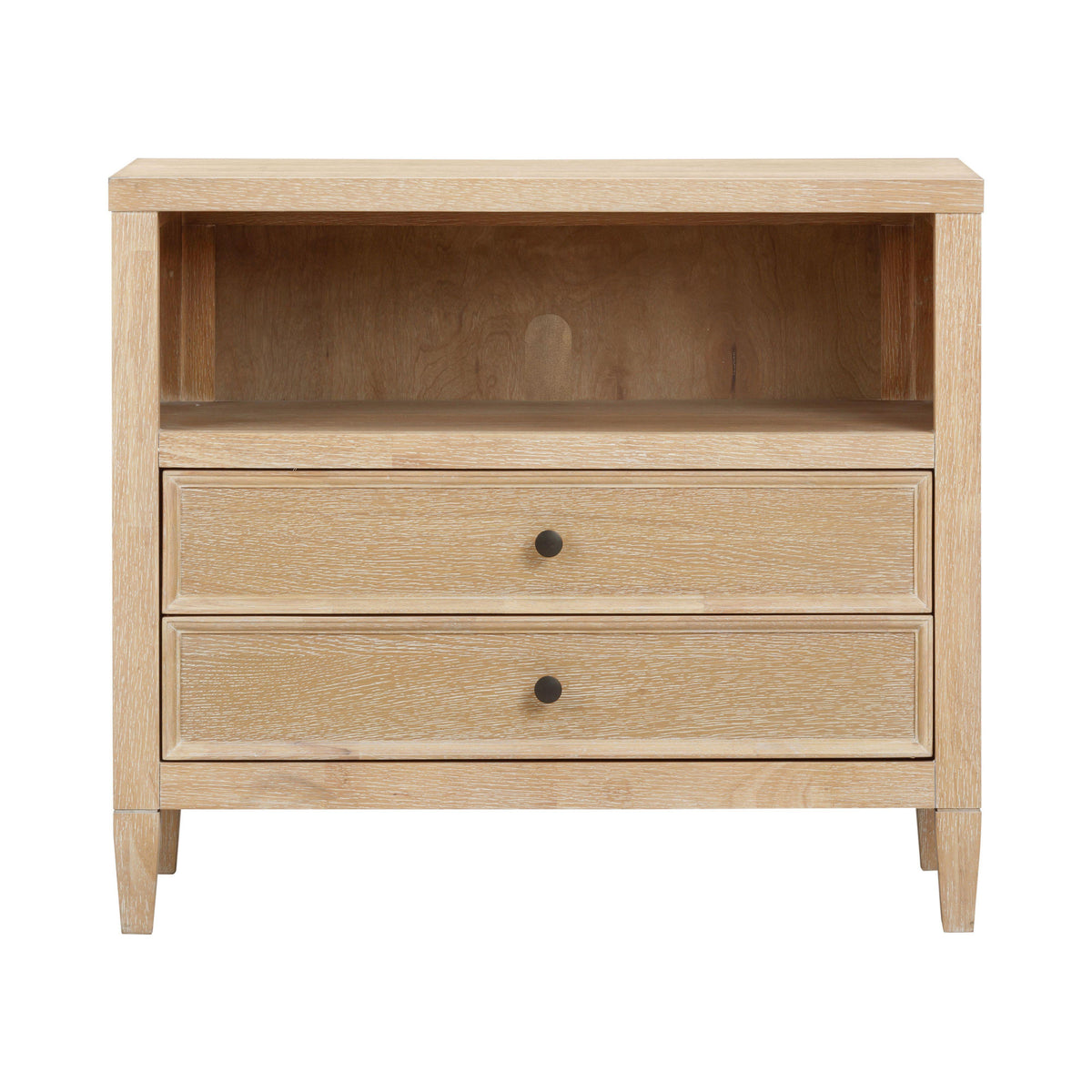 Bristol Park 30" Whitewashed Oak Wood 2 Drawer Nightstand