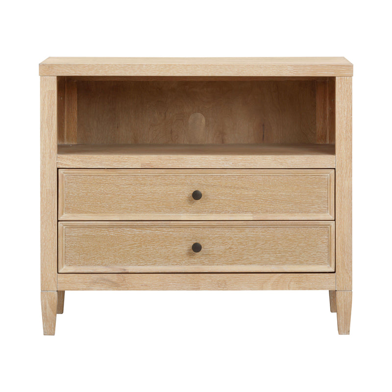 Bristol Park 30" Whitewashed Oak Wood 2 Drawer Nightstand