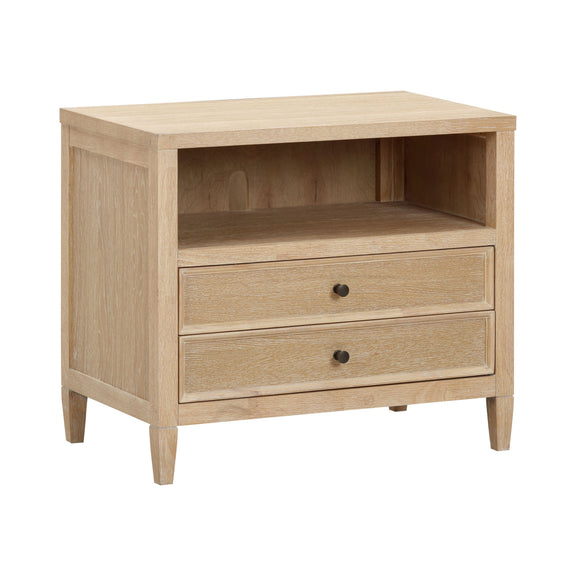 Bristol Park 30" Whitewashed Oak Wood 2 Drawer Nightstand - Image 3