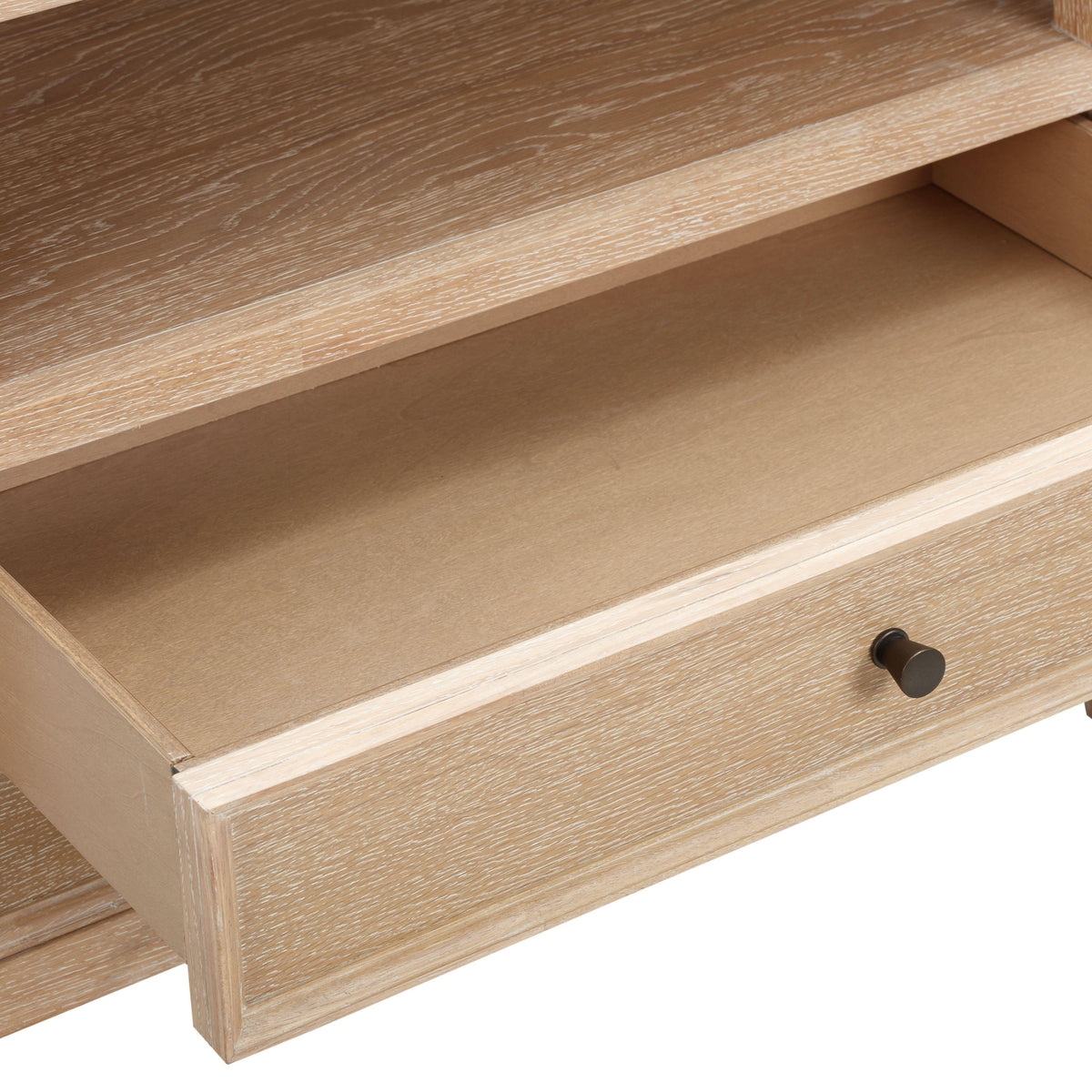 Bristol Park 30" Whitewashed Oak Wood 2 Drawer Nightstand - Image 9