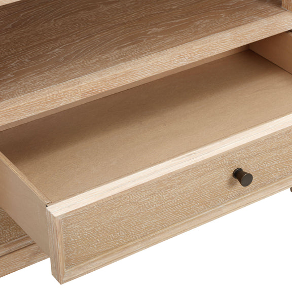 Bristol Park 30" Whitewashed Oak Wood 2 Drawer Nightstand - Image 9
