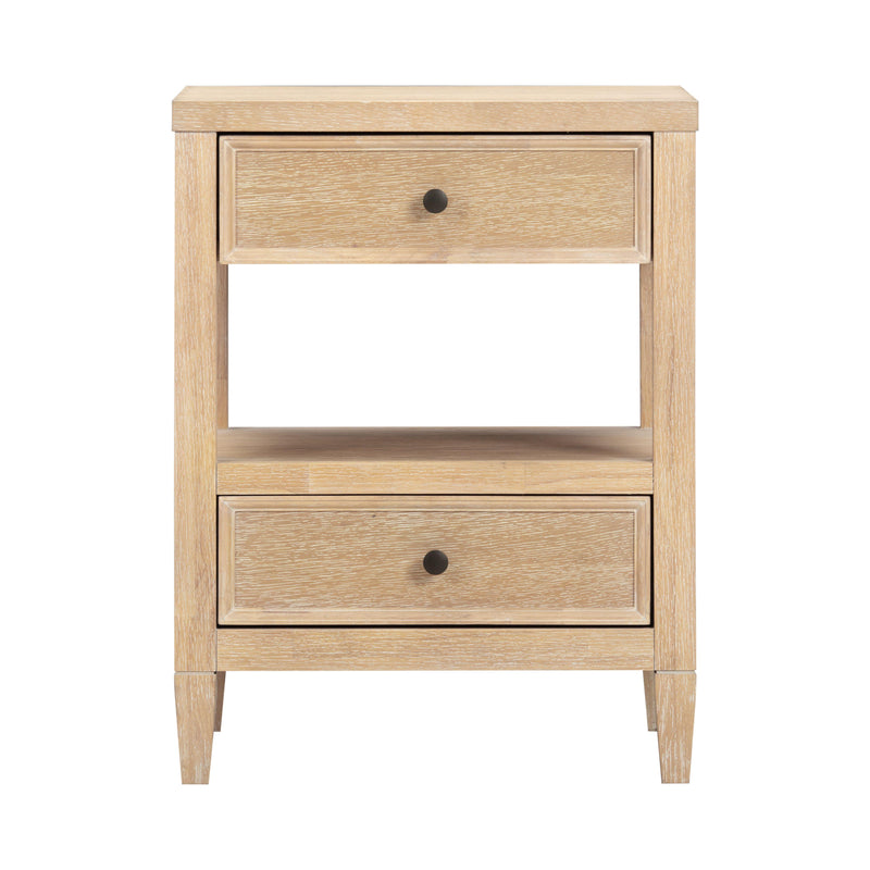 Bristol Park 20" Whitewashed Oak Wood 2 Drawer Nightstand