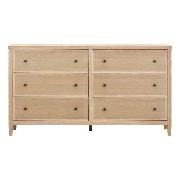 Bristol Park 62" Whitewashed Oak Wood 6 Drawer Dresser