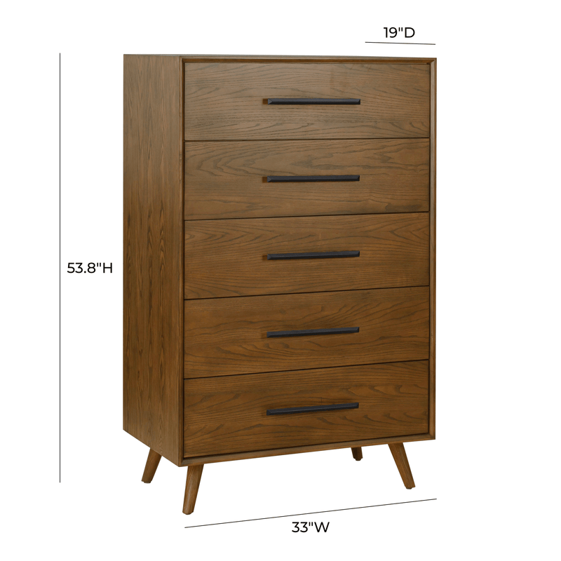 Emery 33" Walnut 5 Drawer Chest - Image 7