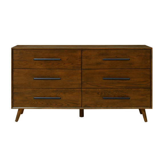 Emery 62" Walnut 6 Drawer Dresser