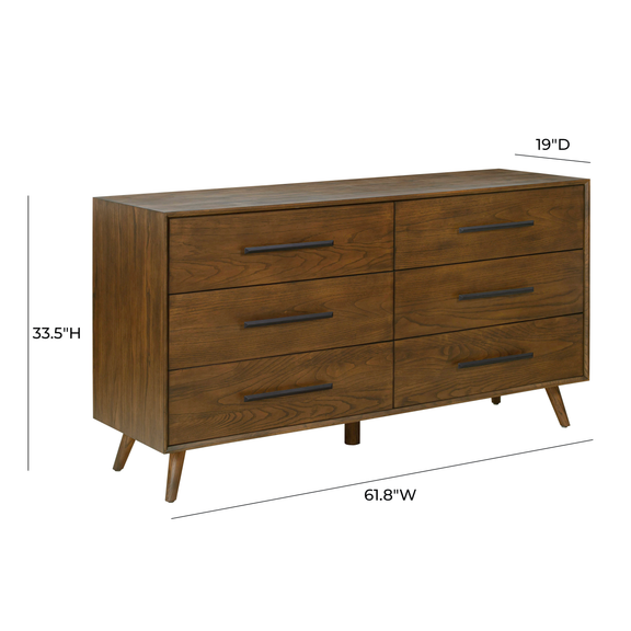 Emery 62" Walnut 6 Drawer Dresser - Image 8