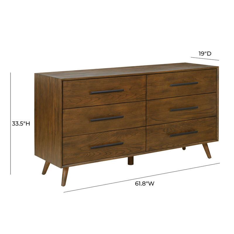 Emery 62" Walnut 6 Drawer Dresser - Image 8