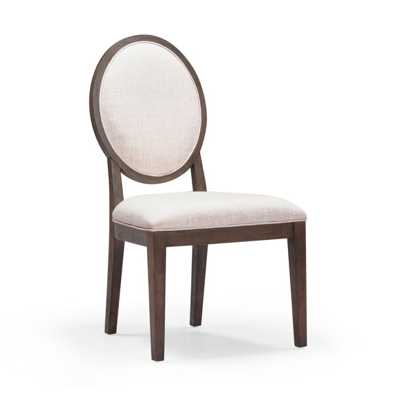 Mila Dark Brown and Beige Performance Fabric Dining Chair Set of 2