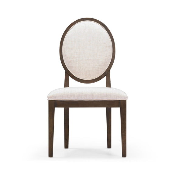 Mila Dark Brown and Beige Performance Fabric Dining Chair Set of 2 - Image 2