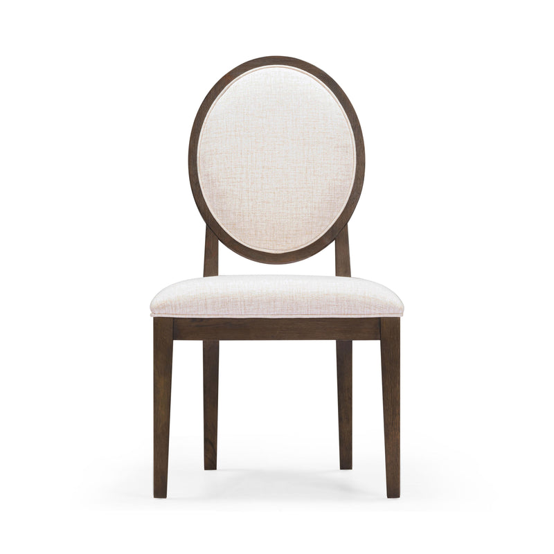 Mila Dark Brown and Beige Performance Fabric Dining Chair Set of 2 - Image 2