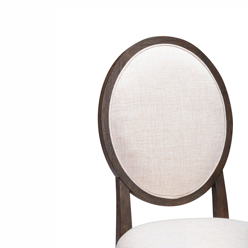 Mila Dark Brown and Beige Performance Fabric Dining Chair Set of 2 - Image 3