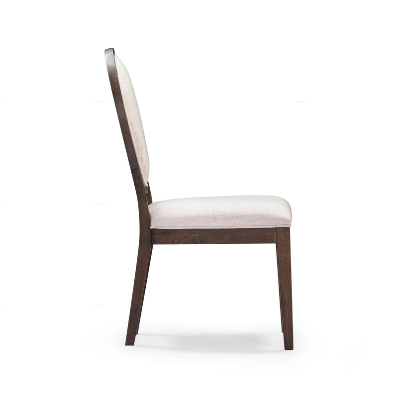 Mila Dark Brown and Beige Performance Fabric Dining Chair Set of 2 - Image 4