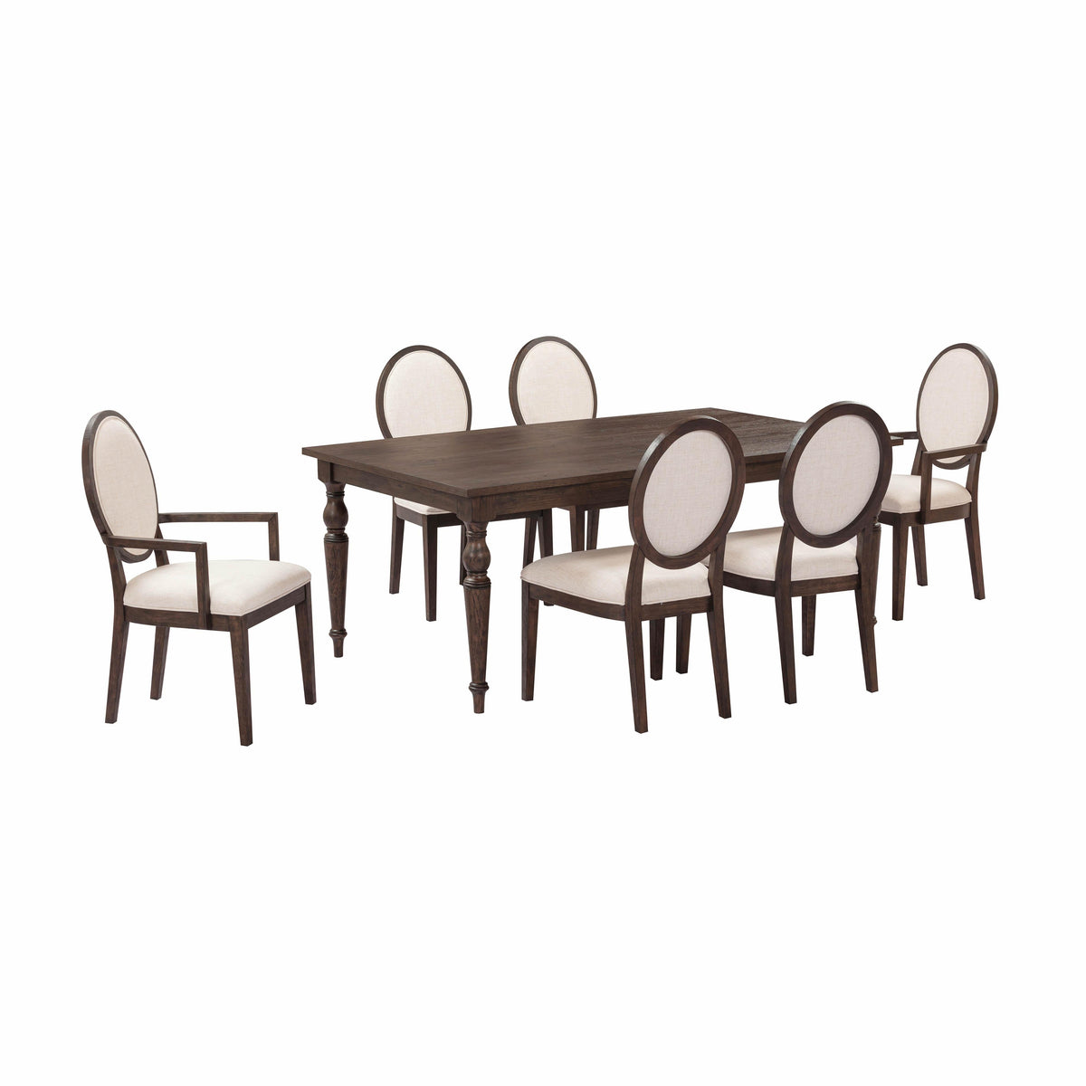 Mila Dark Brown and Beige Performance Fabric Dining Chair Set of 2 - Image 7