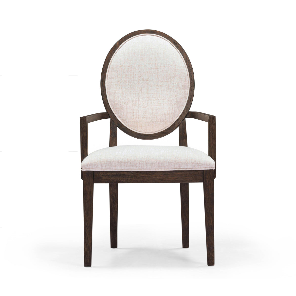 Mila Dark Brown and Beige Performance Fabric Dining Armchair - Image 2