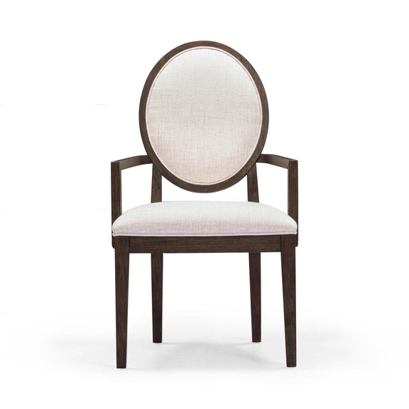 Mila Dark Brown and Beige Performance Fabric Dining Armchair - Image 2