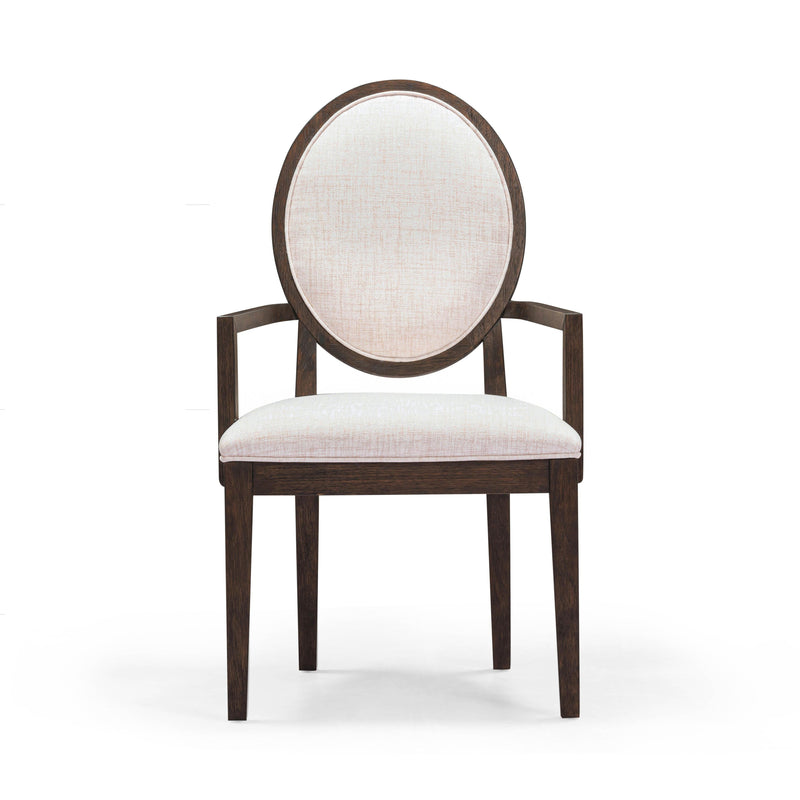 Mila Dark Brown and Beige Performance Fabric Dining Armchair - Image 2