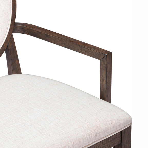 Mila Dark Brown and Beige Performance Fabric Dining Armchair - Image 3