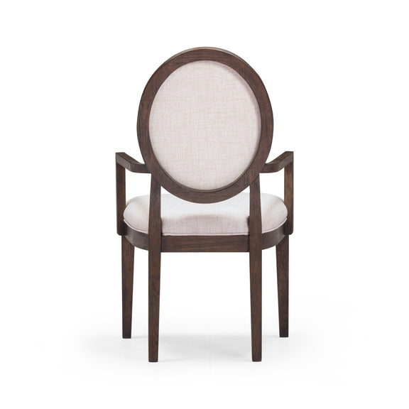Mila Dark Brown and Beige Performance Fabric Dining Armchair - Image 4