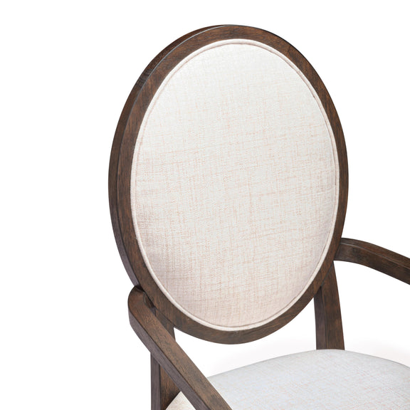 Mila Dark Brown and Beige Performance Fabric Dining Armchair - Image 5