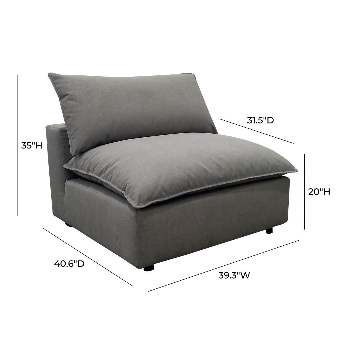 Cali Performance Fabric Modular Armless Chair - Image 6