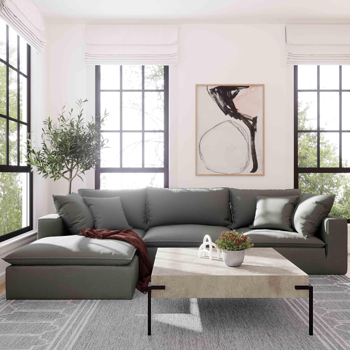 Cali Performance Fabric Modular Armless Chair - Image 7