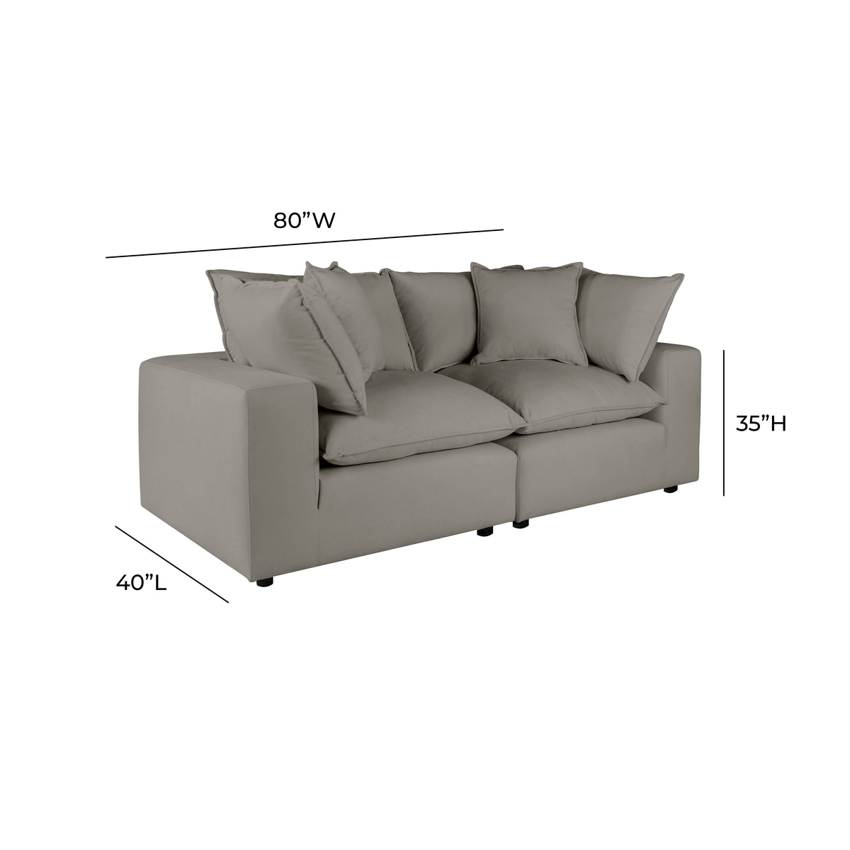 Cali 80" Performance Fabric Modular Loveseat - Image 7