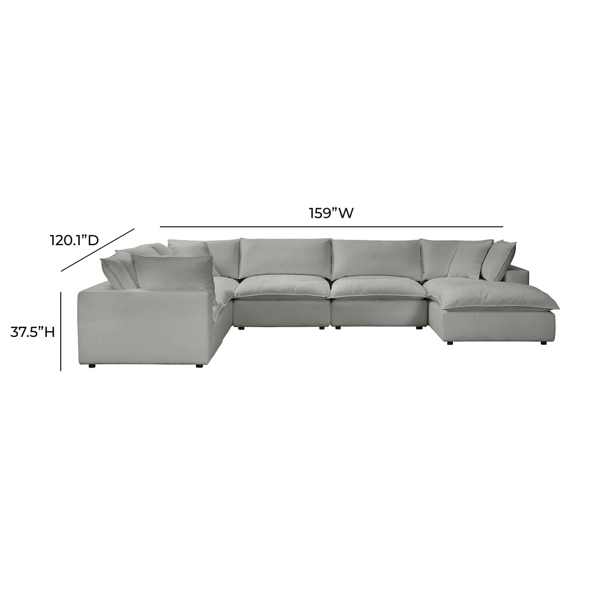 Cali 7 Piece Performance Fabric Modular Large Chaise Sectional - Image 6