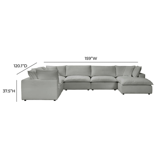 Cali 7 Piece Performance Fabric Modular Large Chaise Sectional - Image 6
