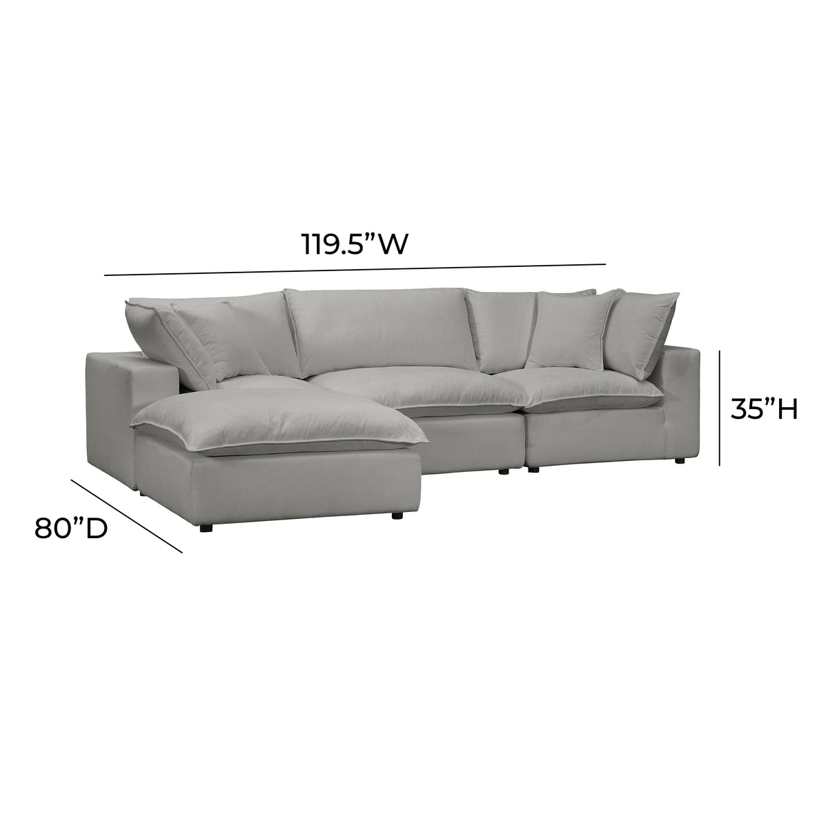 Cali 4 Piece Performance Fabric Modular Sectional - Image 6