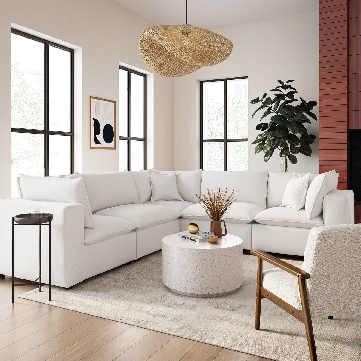 Cali 5 Piece Performance Fabric Modular L Sectional - Image 8