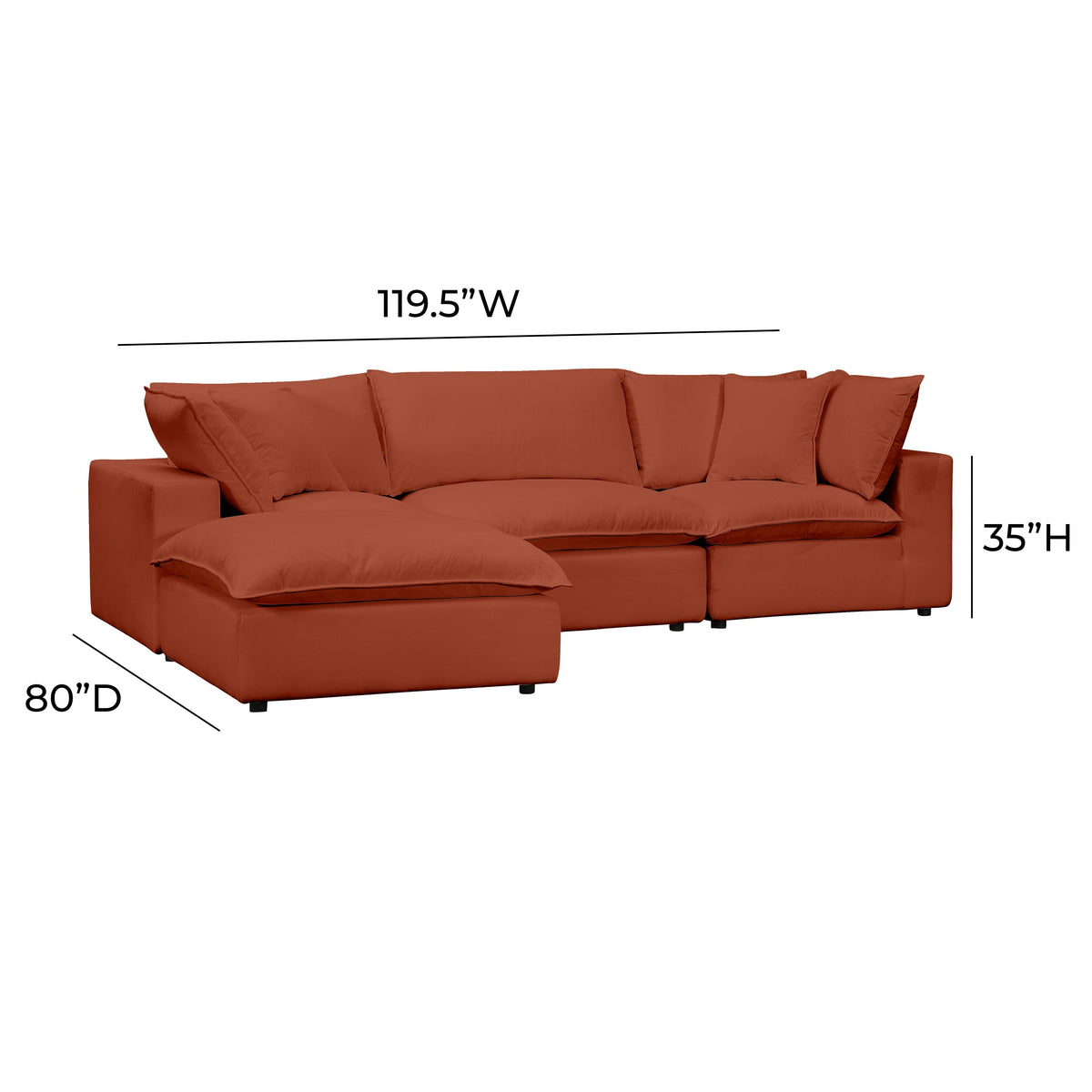Cali 4 Piece Performance Fabric Modular Sectional - Image 30