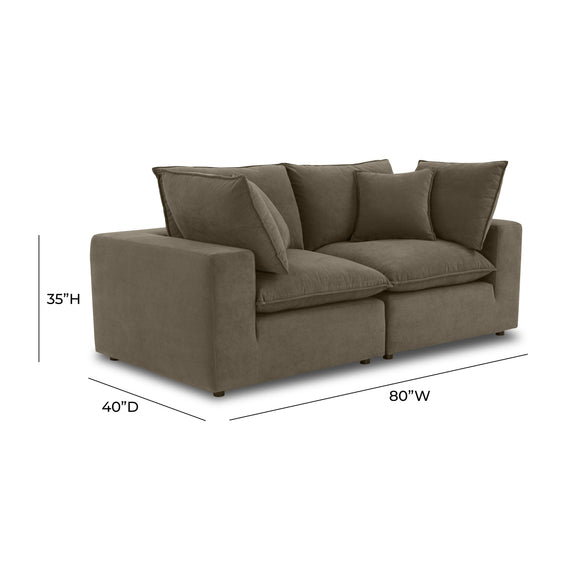 Cali 80" Chocolate Brown Performance Velvet Loveseat - Image 6
