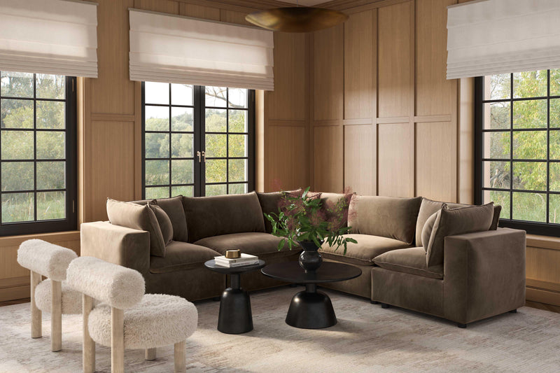 Cali 5 Piece Chocolate Brown Performance Velvet L Sectional - Image 2