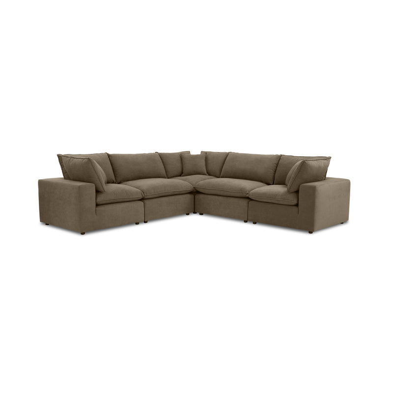 Cali 5 Piece Chocolate Brown Performance Velvet L Sectional - Image 3