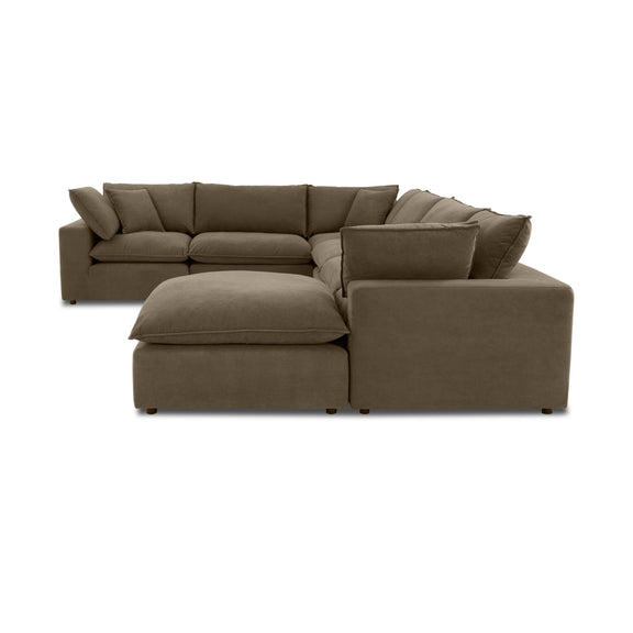 Cali 7 Piece Chocolate Brown Performance Velvet Large Chaise Sectional