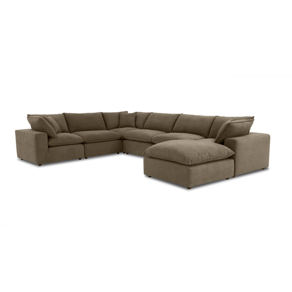 Cali 7 Piece Chocolate Brown Performance Velvet Large Chaise Sectional - Image 3
