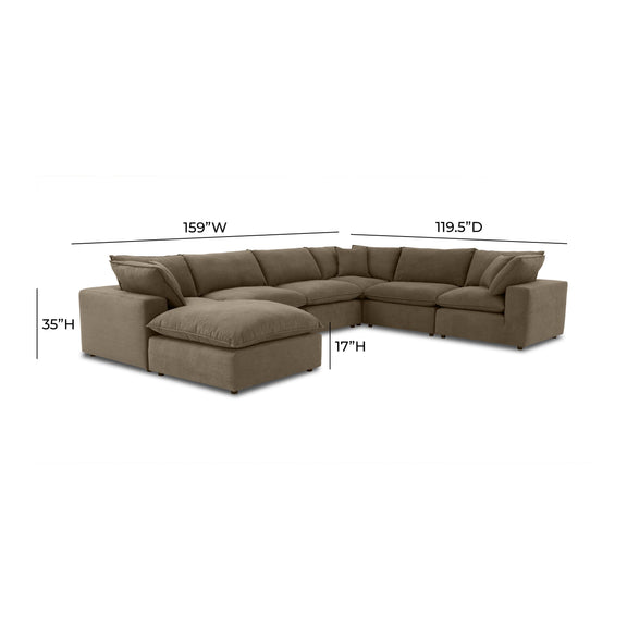 Cali 7 Piece Chocolate Brown Performance Velvet Large Chaise Sectional - Image 4