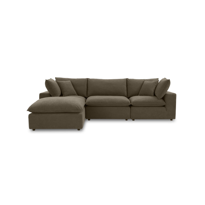 Cali 4 Piece Chocolate Brown Performance Velvet Sectional