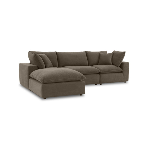 Cali 4 Piece Chocolate Brown Performance Velvet Sectional - Image 2