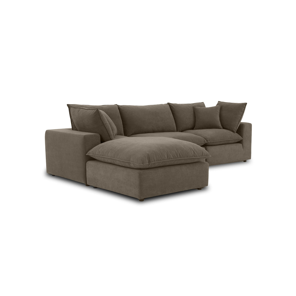 Cali 4 Piece Chocolate Brown Performance Velvet Sectional - Image 3