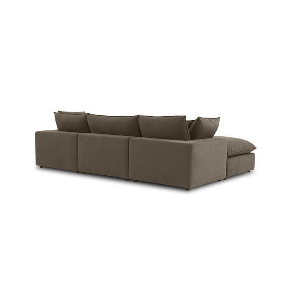 Cali 4 Piece Chocolate Brown Performance Velvet Sectional - Image 4