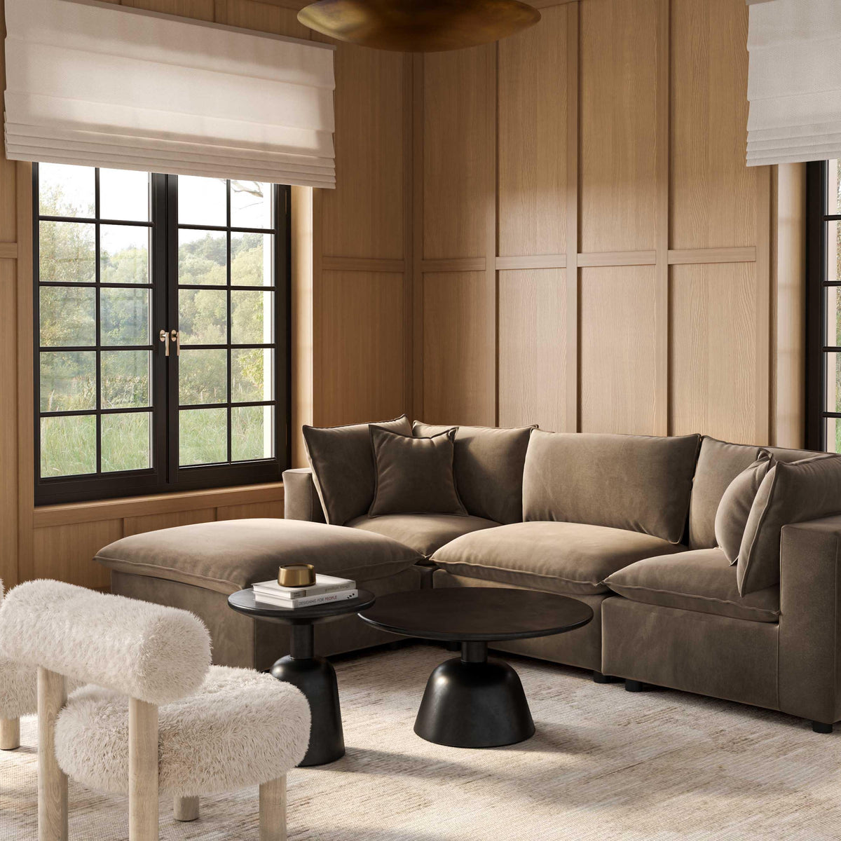 Cali 4 Piece Chocolate Brown Performance Velvet Sectional - Image 6
