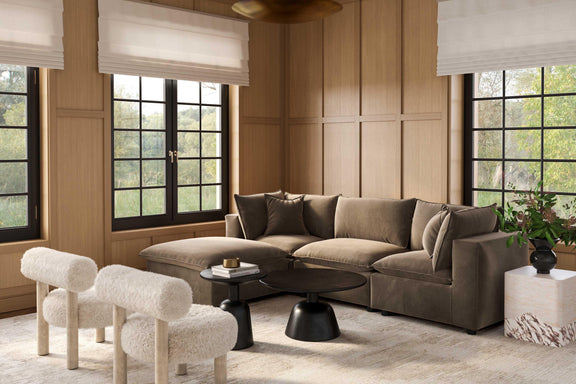 Cali 4 Piece Chocolate Brown Performance Velvet Sectional - Image 6