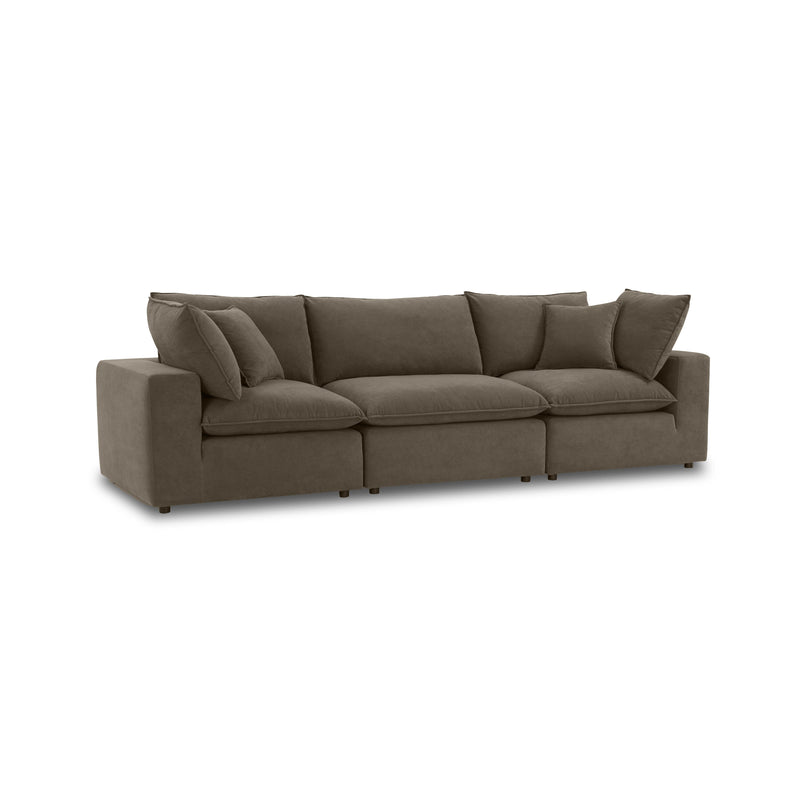 Cali 120" Chocolate Brown Performance Velvet Modular Sofa - Image 3