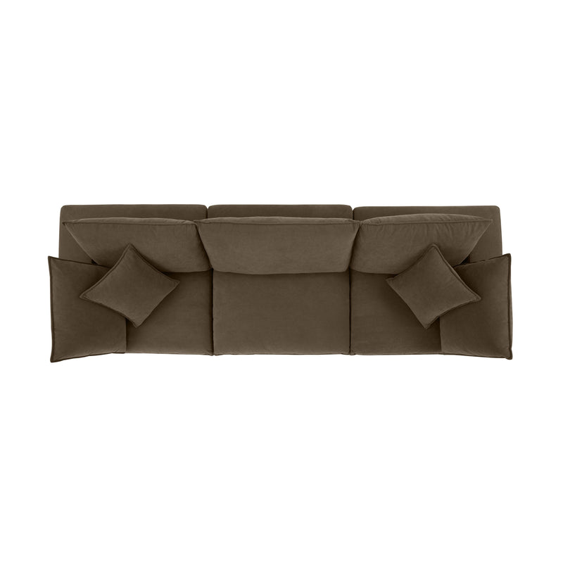 Cali 120" Chocolate Brown Performance Velvet Modular Sofa - Image 4