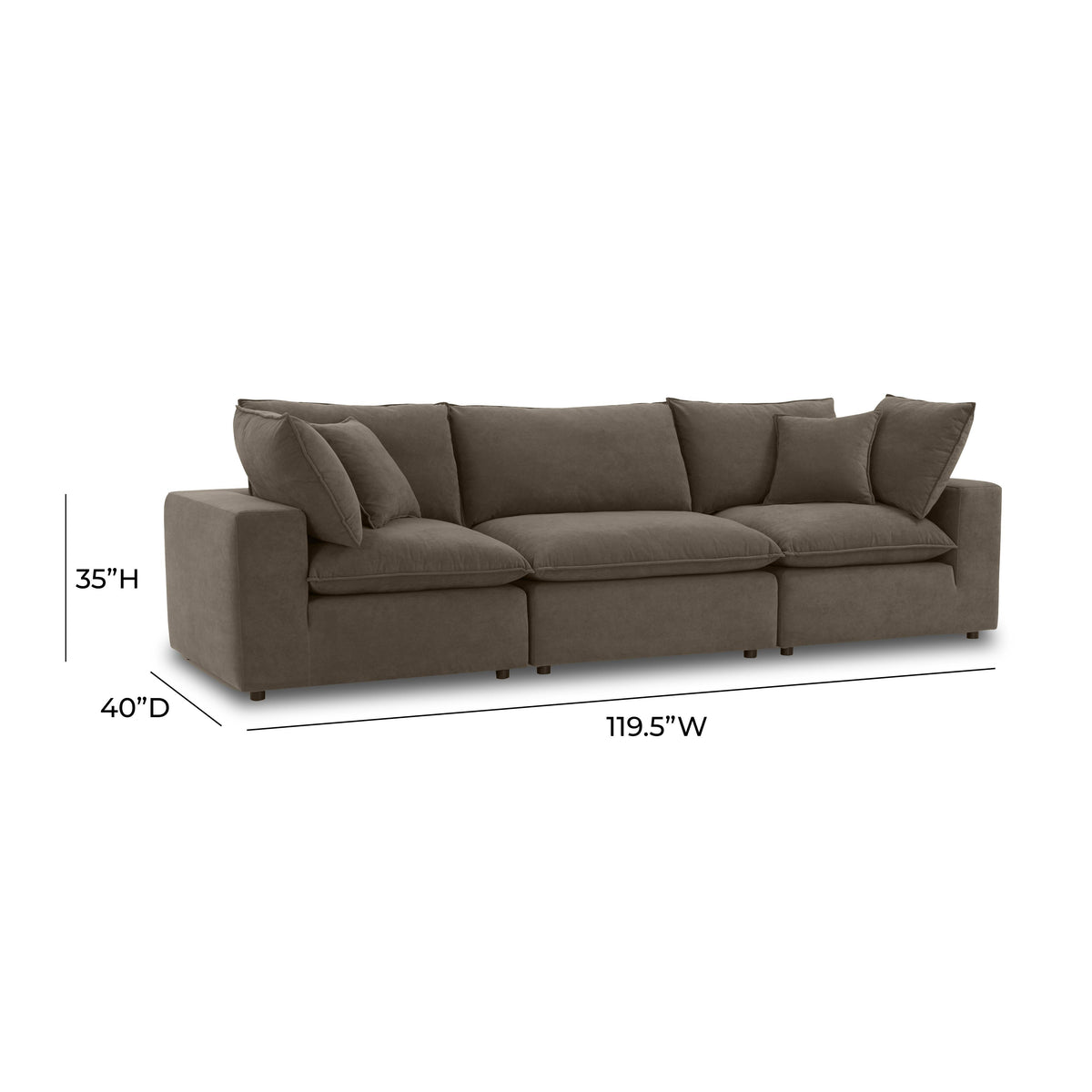 Cali 120" Chocolate Brown Performance Velvet Modular Sofa - Image 6